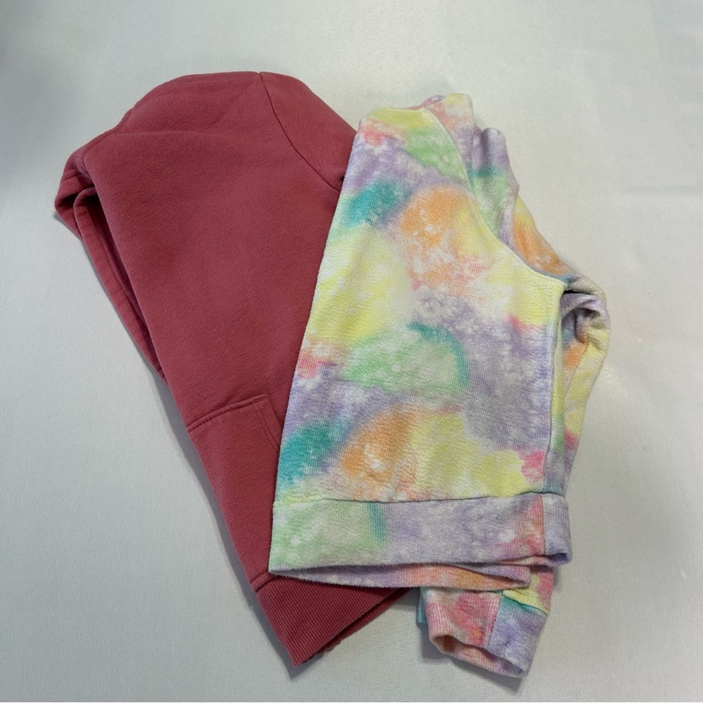 Girls Size 6 bundle of two hoodies Jumping Bean Rose Pink & Cat and Jack Tye Die
